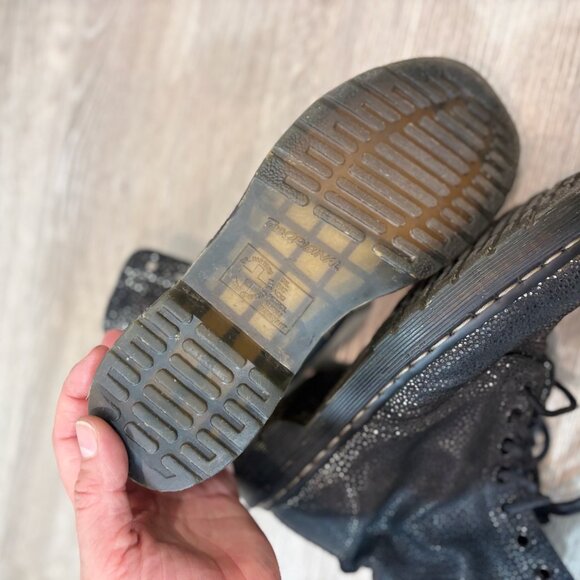 Dr. Martens Black Pascal Combat Boots AW004 Silver Print Sz US 6 - Picture 7 of 9